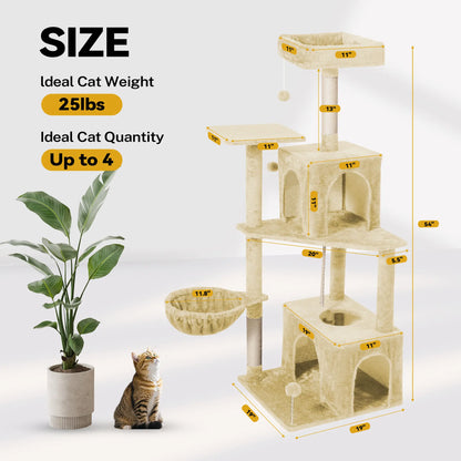 [Backtoschool] Wecharmer Cat Tree / Tower for Indoor with Green Leaves, Cat Condo Cozy Plush House, Pet House with Cat Scratching Posts