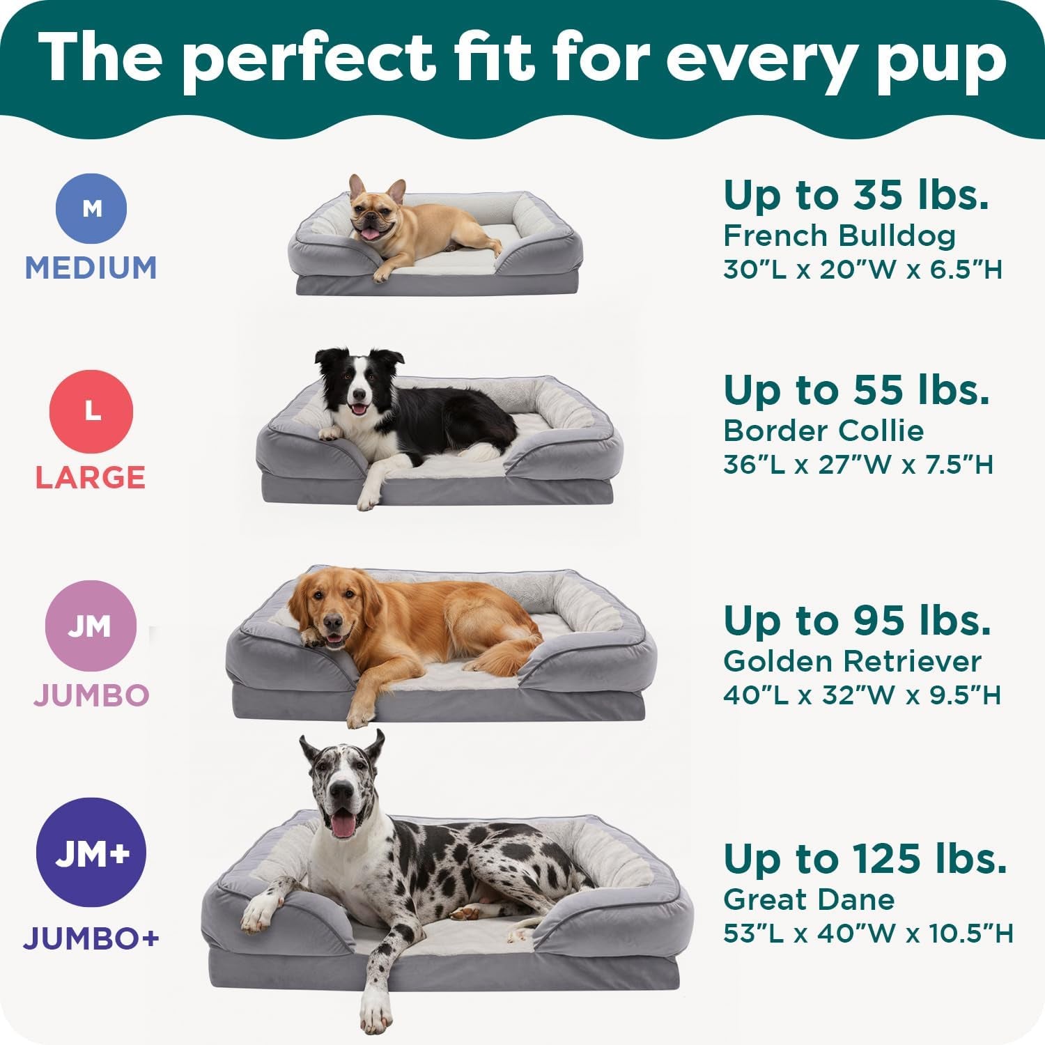 Cooling Gel Dog Bed for Large Dogs, Perfect Comfort Sofa Bed with Cool Gel-Top Foam with a Solid Orthopedic Foam Base, Removable Washable Cover, Jumbo plus XXL, Plush & Velvet, Granite Gray.