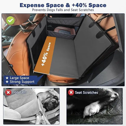 MIXJOY XL Dog Backseat Hammock - Waterproof Cover Handles Muddy Paws, Breathable Mesh, Non-Slip, Dirt-Resistant, Storage Pocket - for Large/Medium Dogs, Suvs/Trucks, Pet Travel Essentials Car Accessories Backtoschool