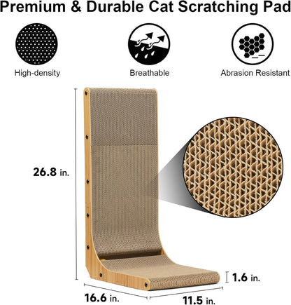 Cat Scratcher, 26.8 Inch L Shaped Cat Scratch Pad for Indoor Cats