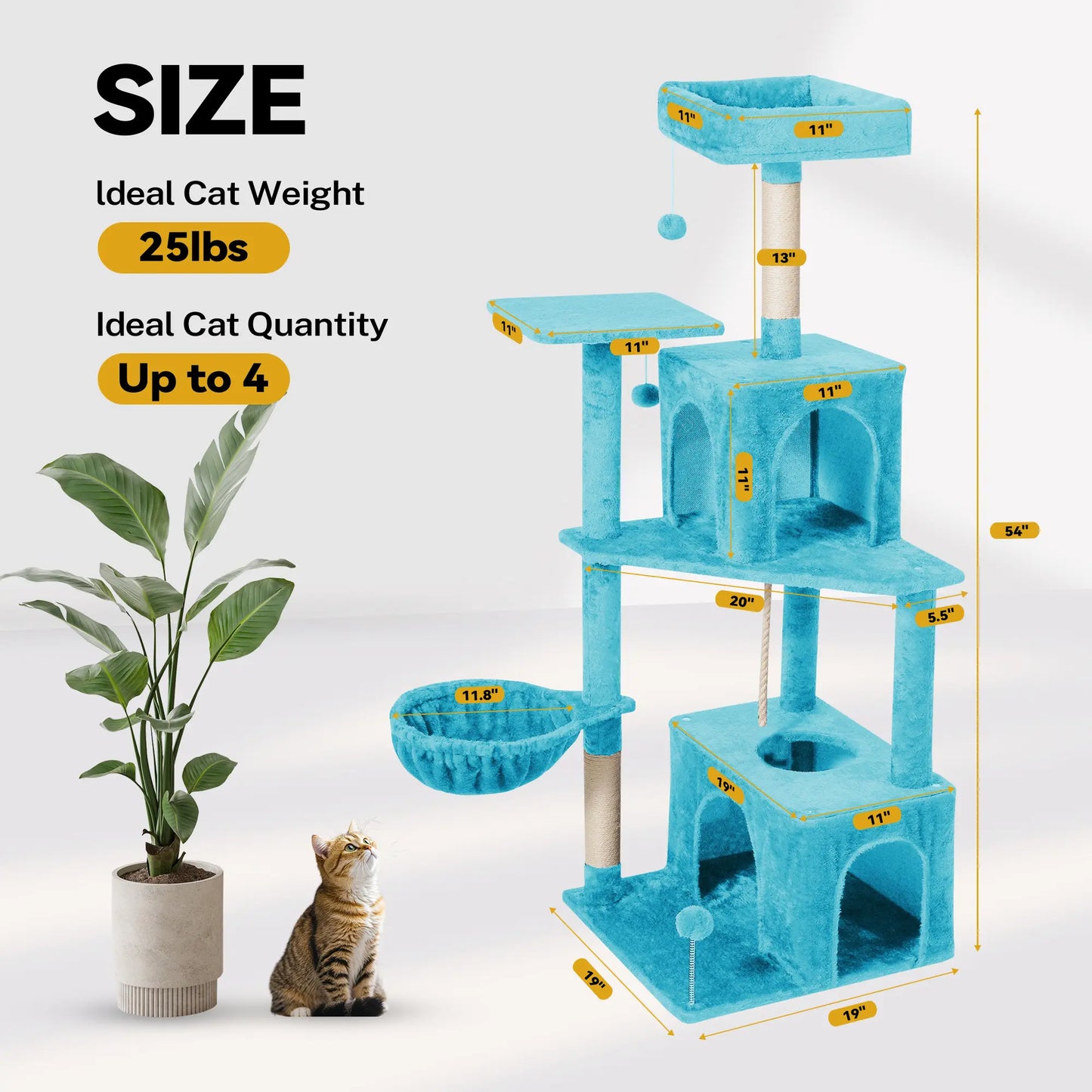 [Backtoschool] Wecharmer Cat Tree / Tower for Indoor with Green Leaves, Cat Condo Cozy Plush House, Pet House with Cat Scratching Posts