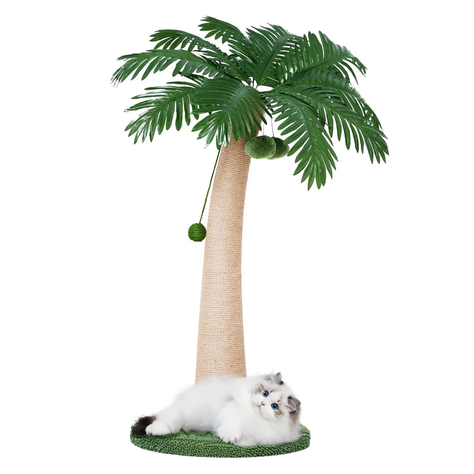 [Backtoschool] Wecharmer Cat Tree / Tower for Indoor with Green Leaves, Cat Condo Cozy Plush House, Pet House with Cat Scratching Posts