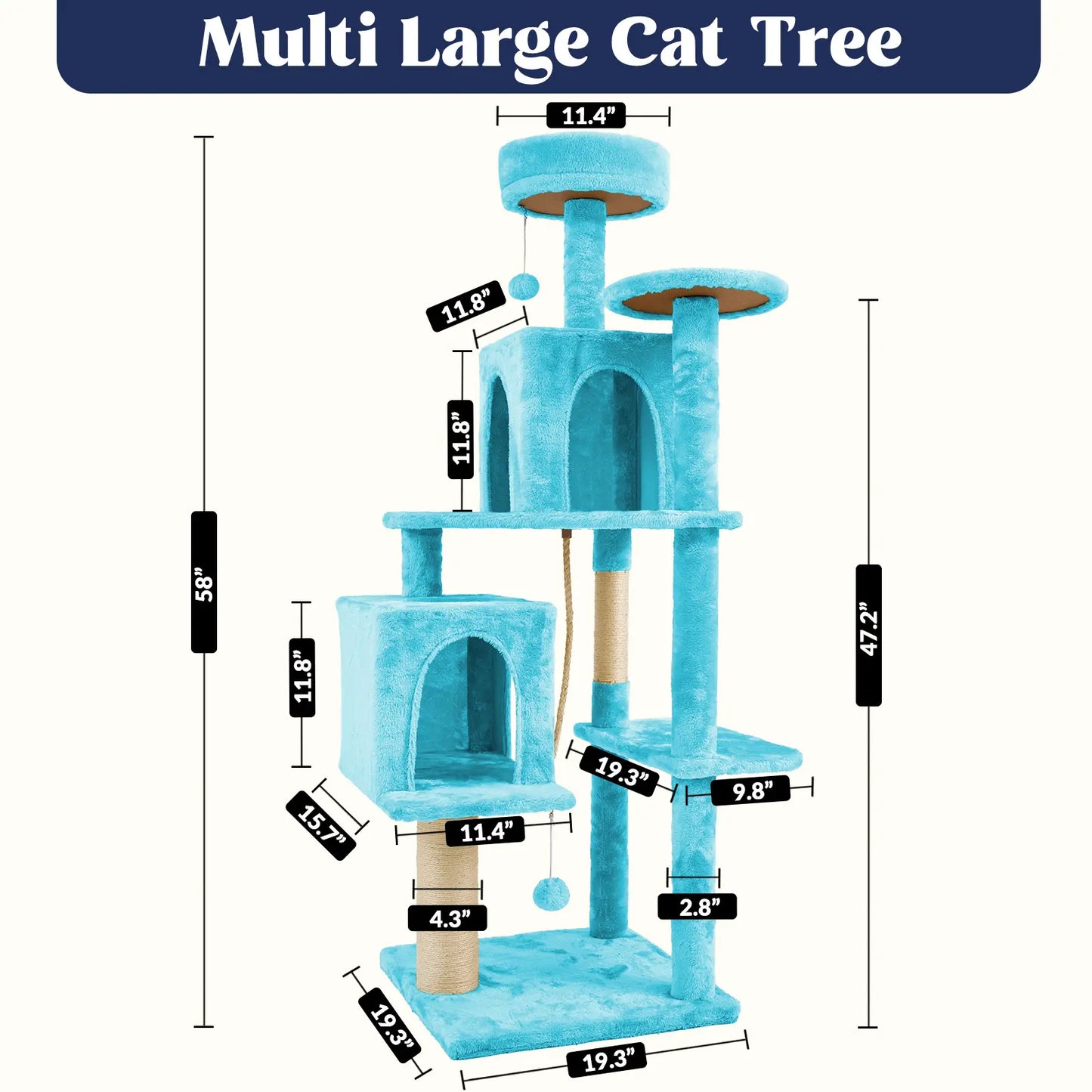 [Backtoschool] Wecharmer Cat Tree / Tower for Indoor with Green Leaves, Cat Condo Cozy Plush House, Pet House with Cat Scratching Posts