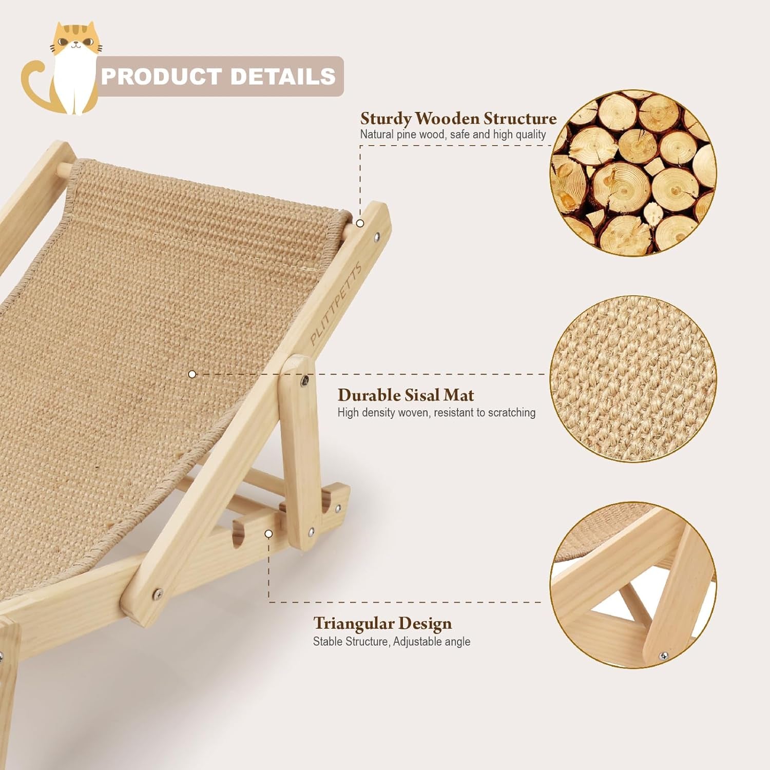 Sisal Cat Scratcher, Adjustable 4-Position Cats Scratcher Lounge