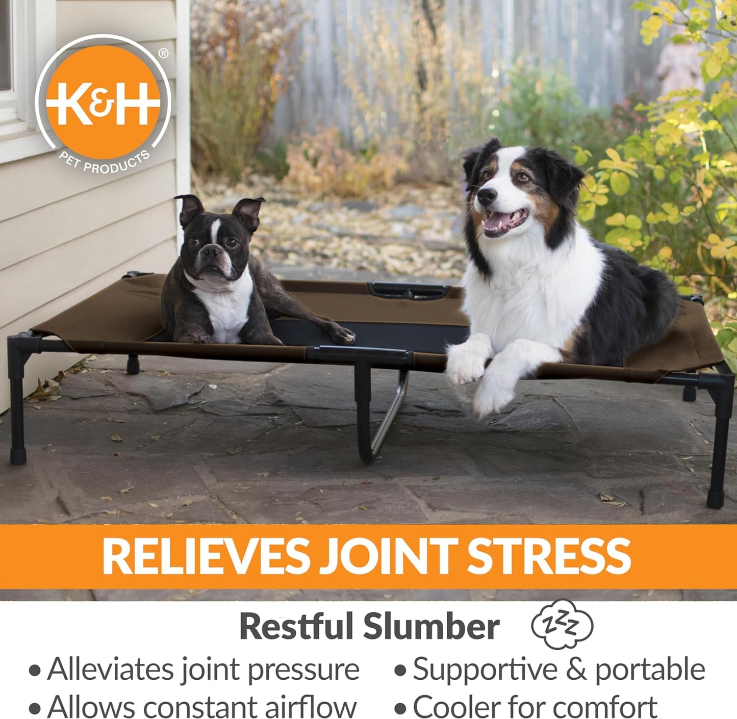 K&H Outdoor Elevated Dog Bed, Cooling Raised Dog Bed, Chocolate, XL 50X32In