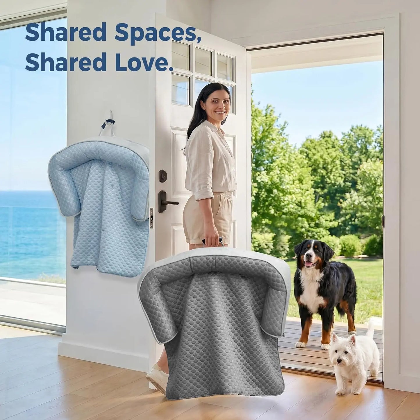 Blunique Cooling Dog Couch Bed with Bolster Sides - Q-Max >0.35, Waterproof Fabric, Non-Slip Base, Easy Cleaning, Cooling Surface, Supportive Rest, Puppy Bed for Home & Camping Use