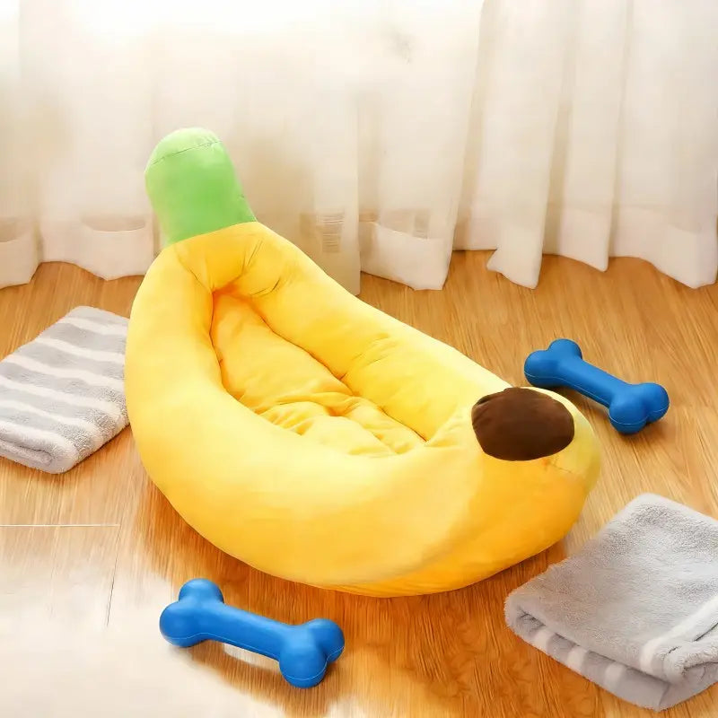 Banana-Shaped Boat Pet Bed, Detachable and Washable, Suitable for Small/Medium Cats/Dogs, Kitten Bed, Universal Design, Comfortable and Soft, Secure Pet Bed