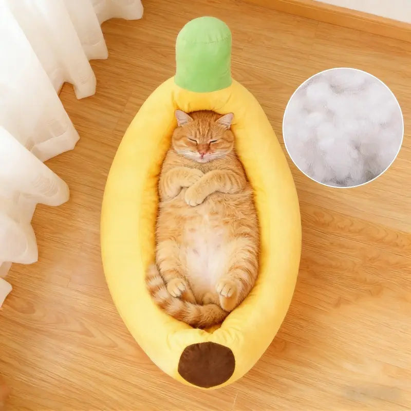 Banana-Shaped Boat Pet Bed, Detachable and Washable, Suitable for Small/Medium Cats/Dogs, Kitten Bed, Universal Design, Comfortable and Soft, Secure Pet Bed