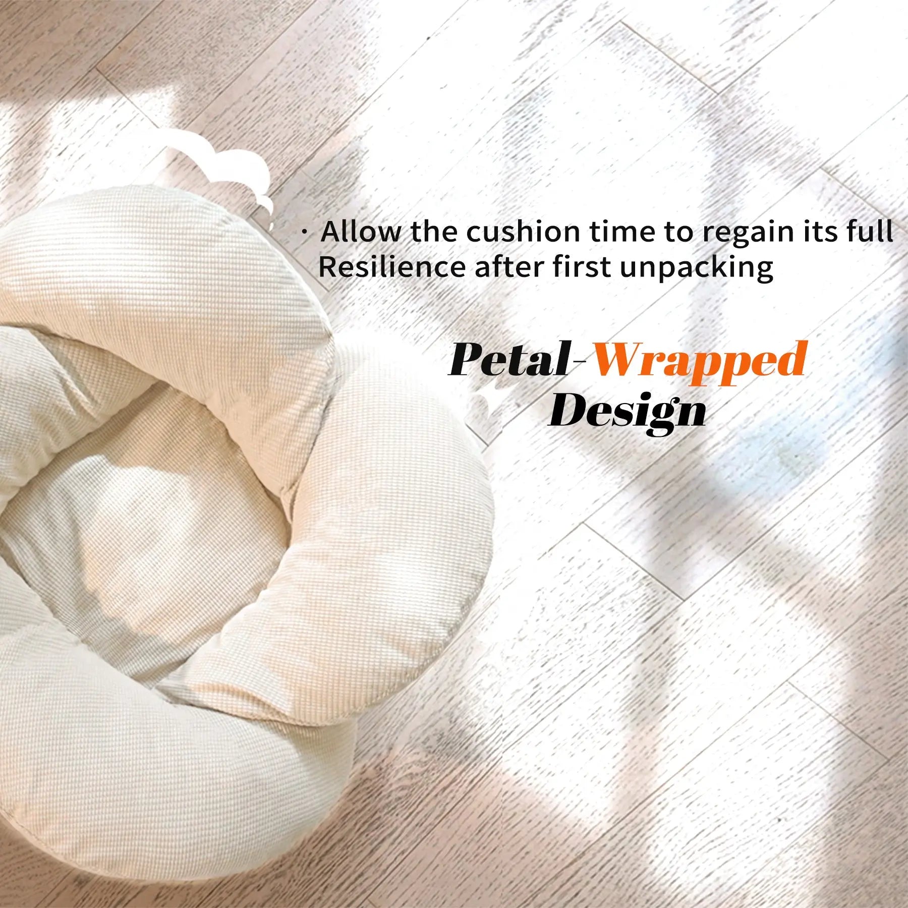 Elevated Flower Cat Bed,Wooden with Cushion, Fluffy Pet Couch Sofa for Indoor Cats and Dogs,Raised Kitty Lounge Chair,Suitable for Puppy, Cat Furniture(Large)