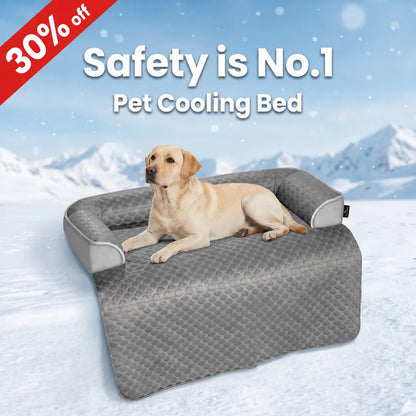 Blunique Cooling Dog Couch Bed with Bolster Sides - Q-Max >0.35, Waterproof Fabric, Non-Slip Base, Easy Cleaning, Cooling Surface, Supportive Rest, Puppy Bed for Home & Camping Use