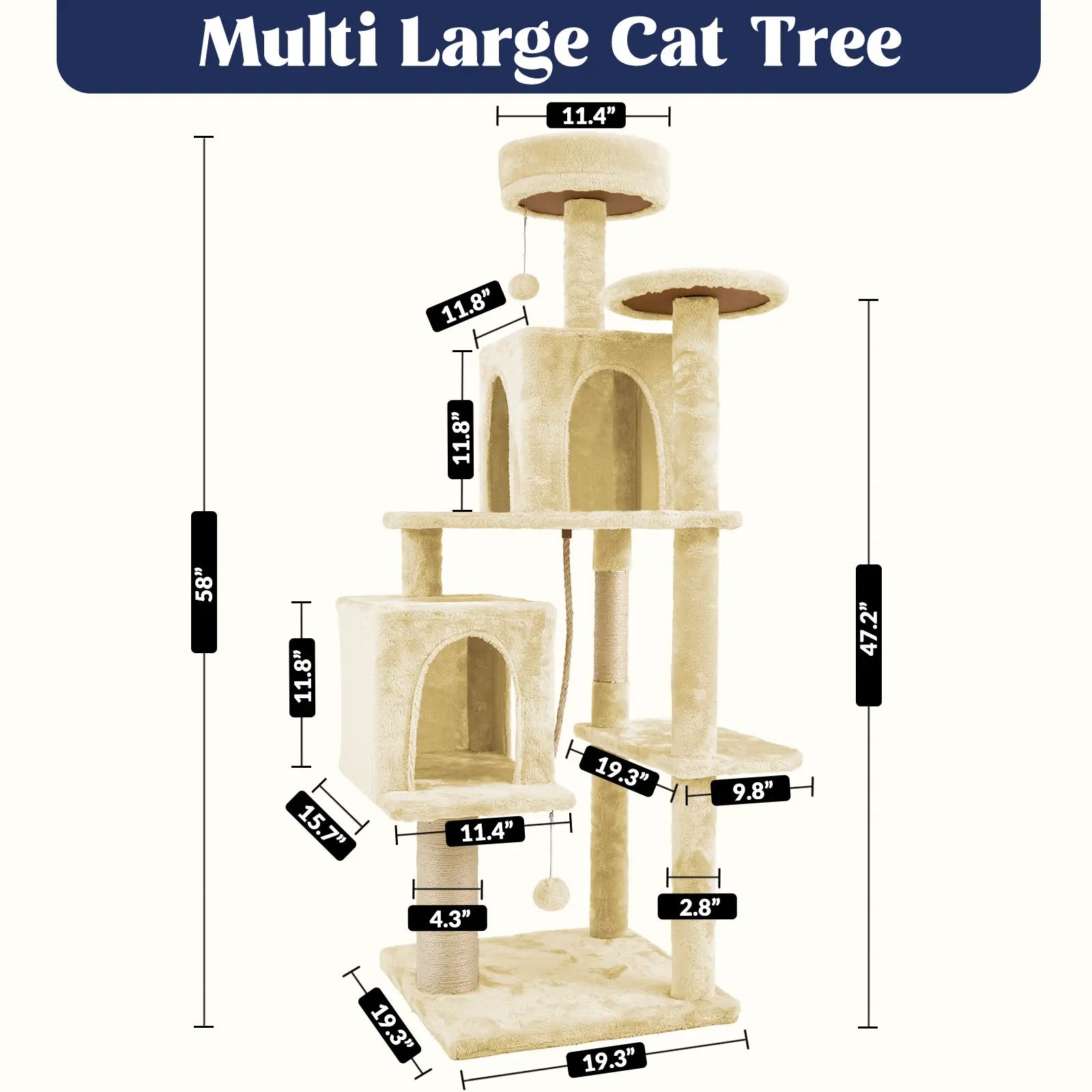 [Backtoschool] Wecharmer Cat Tree / Tower for Indoor with Green Leaves, Cat Condo Cozy Plush House, Pet House with Cat Scratching Posts