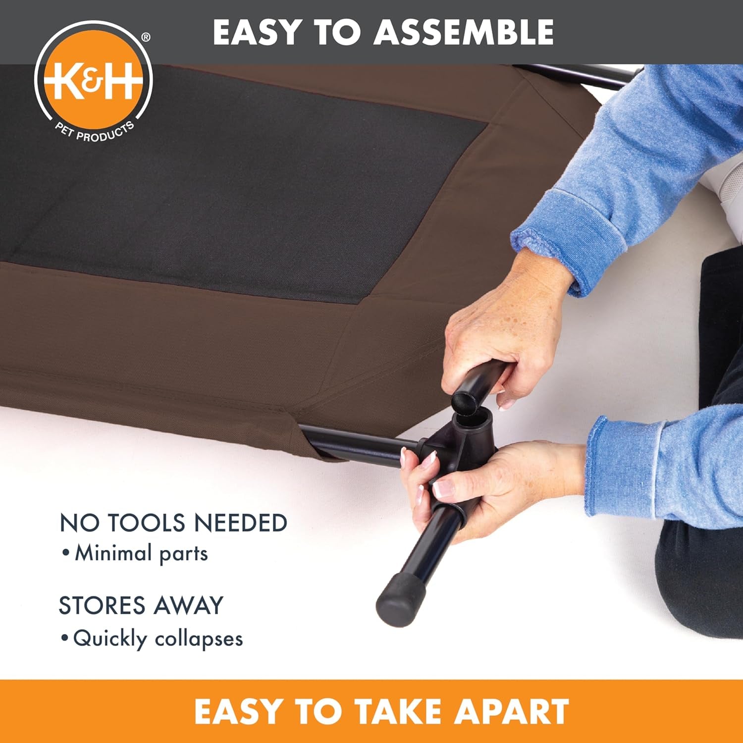 K&H Outdoor Elevated Dog Bed, Cooling Raised Dog Bed, Chocolate, XL 50X32In