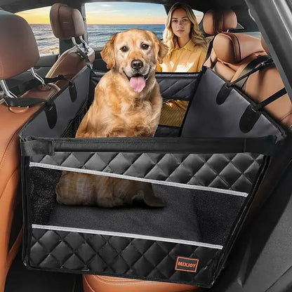 MIXJOY XL Dog Backseat Hammock - Waterproof Cover Handles Muddy Paws, Breathable Mesh, Non-Slip, Dirt-Resistant, Storage Pocket - for Large/Medium Dogs, Suvs/Trucks, Pet Travel Essentials Car Accessories Backtoschool