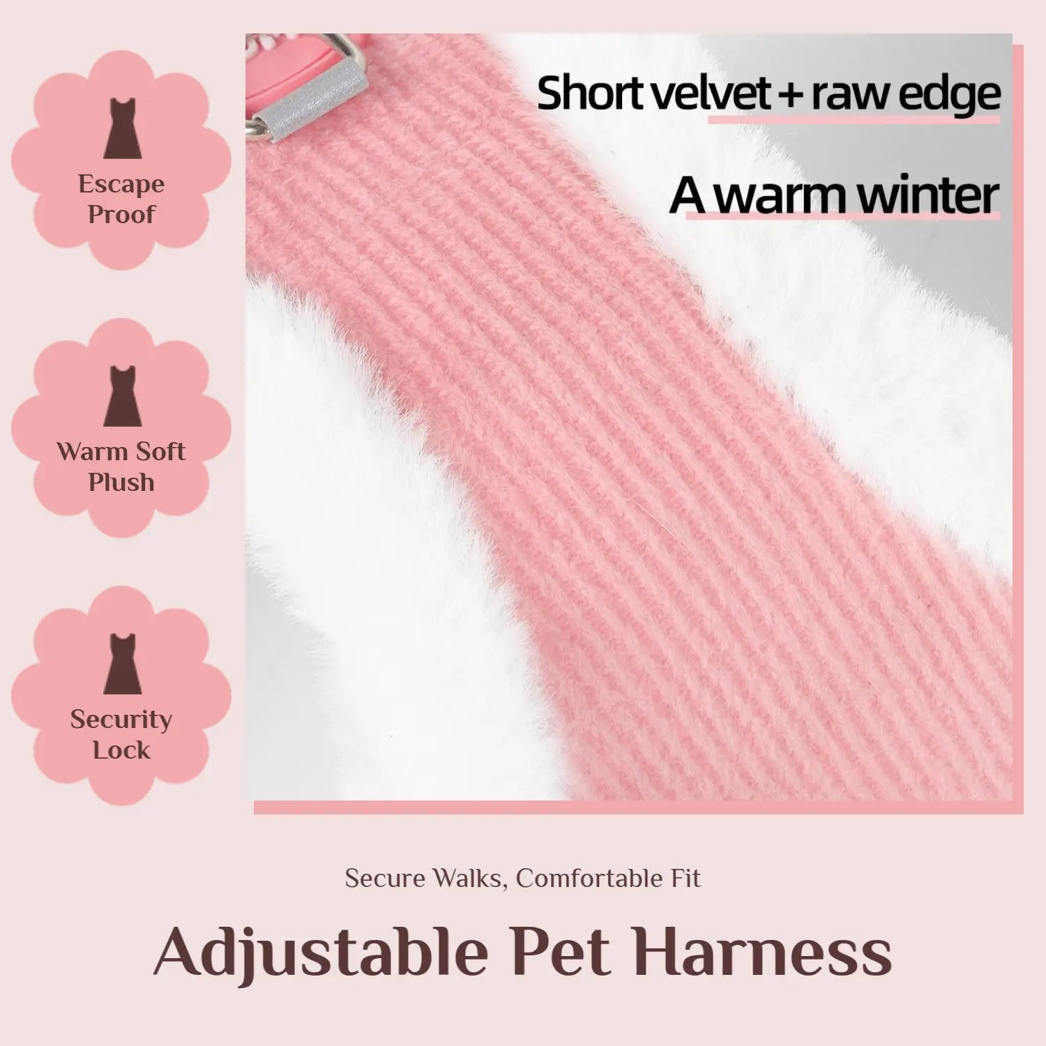 (2Pcs) Yuy Pet Adjustable Universal Dog & Cat Safety Harness with Leash - Durable Reflective Strip, Warm Soft Plush Chest Strap, Easy-To-Use for Outdoor Walking, Collars & Harnesses, Durable Reflective Harness