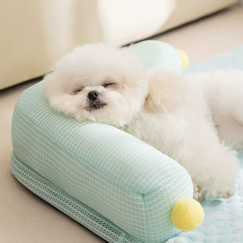 Spring and Summer L-Shaped Dog Bed Cushion Sofa Bed Teddy Dog Mat Cat Cool Bed Summer Cooling Cat Bed Pet Bed