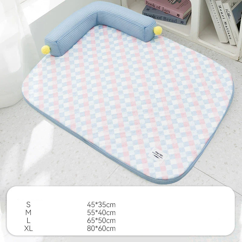 Spring and Summer L-Shaped Dog Bed Cushion Sofa Bed Teddy Dog Mat Cat Cool Bed Summer Cooling Cat Bed Pet Bed