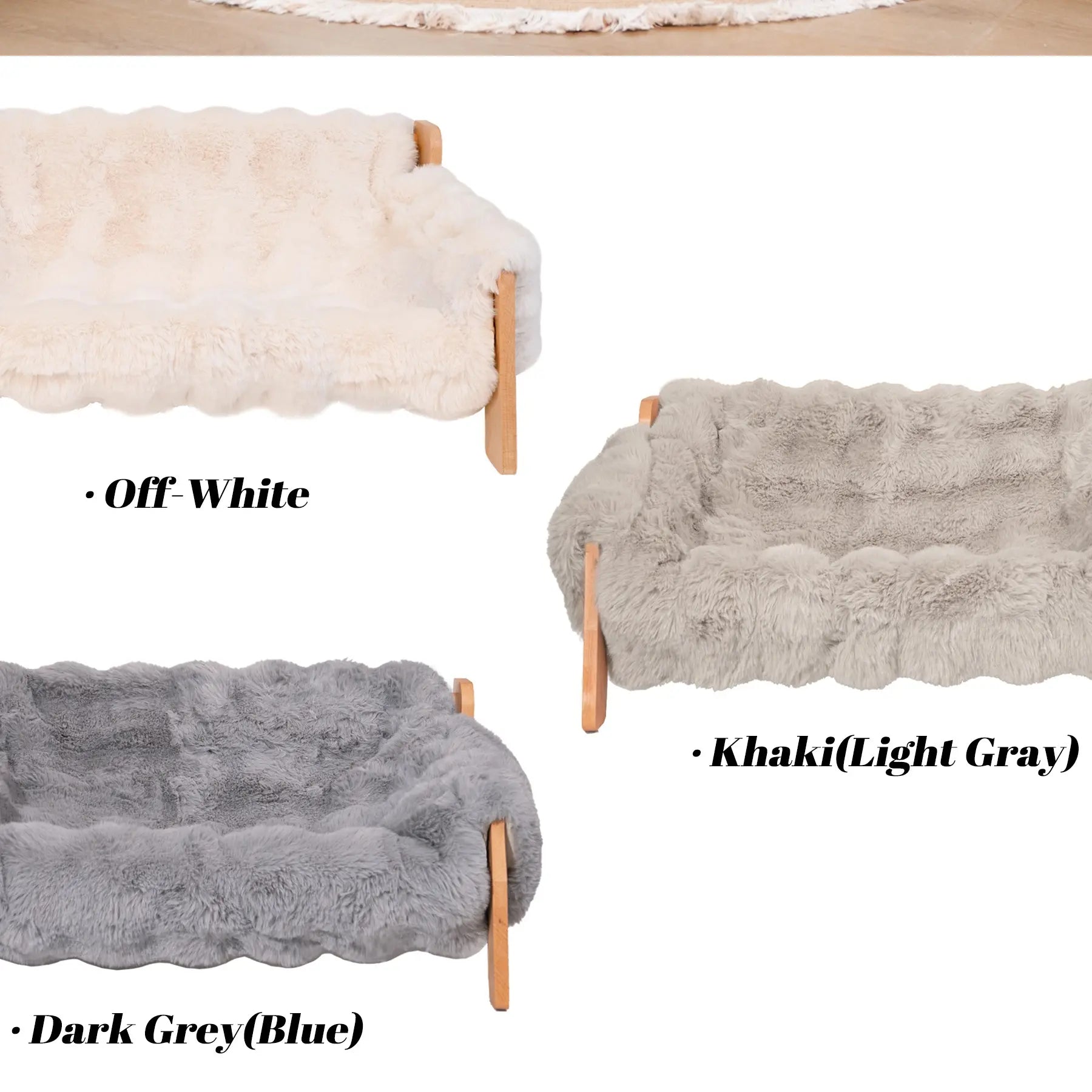 Elevated Pet Couch Bed, Solid Wood Sofa for Cat and Small Dog , Removable Washable Fluffy Cover Raised, Kitty Lounge Chair Suitable for Puppy for Indoor