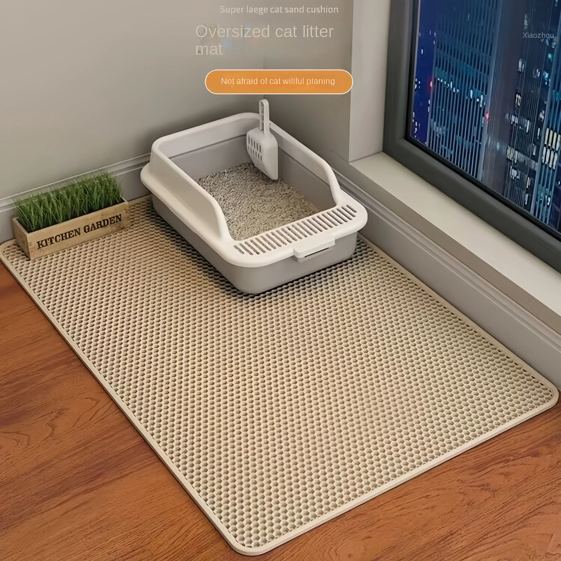 Large Size Cat Litter Mat Double Layer Waterproof Pet Litter Box Mat Non-Slip Sand Cat Pad Washable Cat Litter Mat Pet Supplies