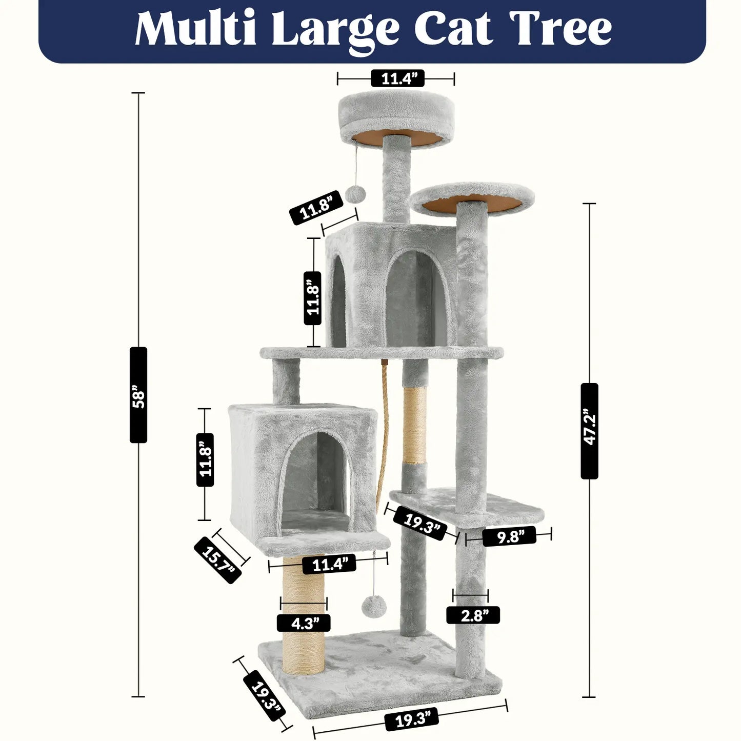 [Backtoschool] Wecharmer Cat Tree / Tower for Indoor with Green Leaves, Cat Condo Cozy Plush House, Pet House with Cat Scratching Posts