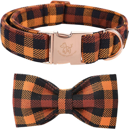 Bark-tastic Autumn Bling: Your Pup's Bowtiful Black & Orange Fashion Statement for Pumpkin Spice Paw-ty Time!