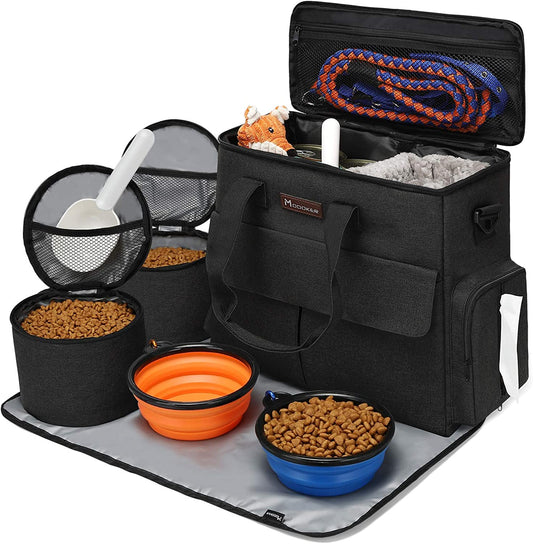 Paw-some Weekend Adventure Kit: Doggo's Grab-and-Go Goodies with Snazzy Bowls and a Mat for Glamping!