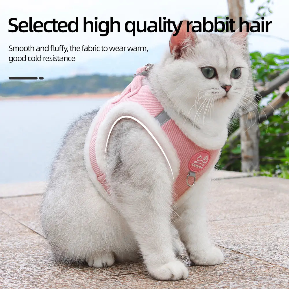 (2Pcs) Yuy Pet Adjustable Universal Dog & Cat Safety Harness with Leash - Durable Reflective Strip, Warm Soft Plush Chest Strap, Easy-To-Use for Outdoor Walking, Collars & Harnesses, Durable Reflective Harness