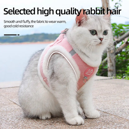 (2Pcs) Yuy Pet Adjustable Universal Dog & Cat Safety Harness with Leash - Durable Reflective Strip, Warm Soft Plush Chest Strap, Easy-To-Use for Outdoor Walking, Collars & Harnesses, Durable Reflective Harness