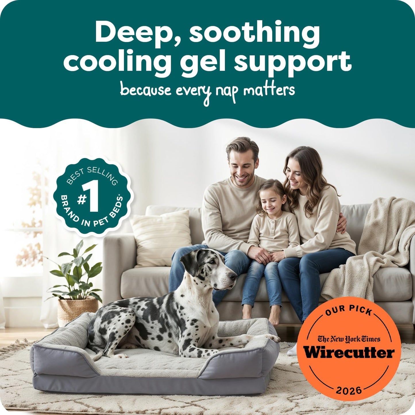 Cooling Gel Dog Bed for Large Dogs, Perfect Comfort Sofa Bed with Cool Gel-Top Foam with a Solid Orthopedic Foam Base, Removable Washable Cover, Jumbo plus XXL, Plush & Velvet, Granite Gray.