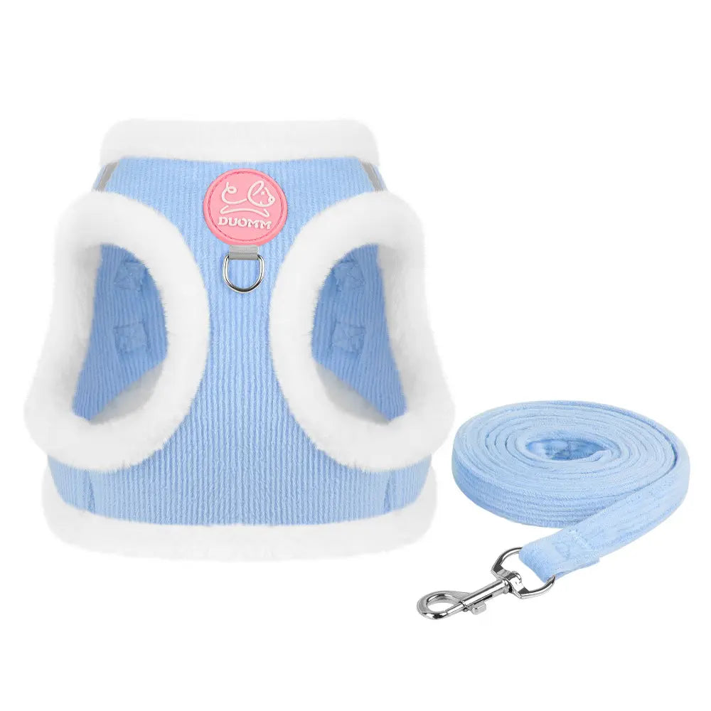 (2Pcs) Yuy Pet Adjustable Universal Dog & Cat Safety Harness with Leash - Durable Reflective Strip, Warm Soft Plush Chest Strap, Easy-To-Use for Outdoor Walking, Collars & Harnesses, Durable Reflective Harness