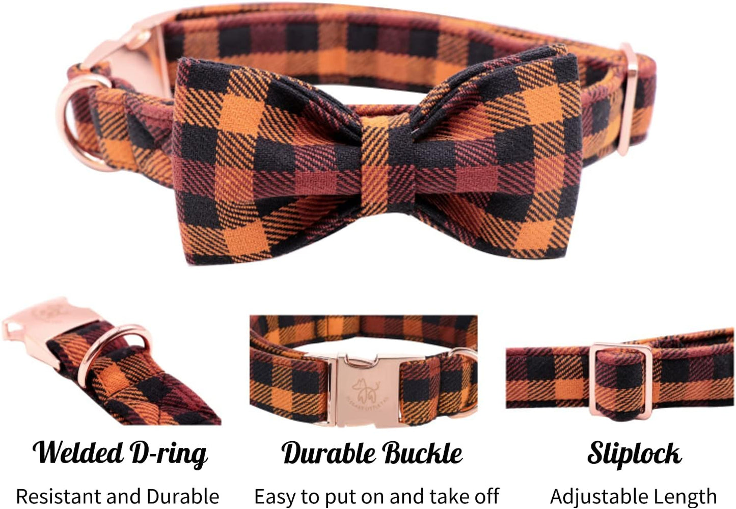 Bark-tastic Autumn Bling: Your Pup's Bowtiful Black & Orange Fashion Statement for Pumpkin Spice Paw-ty Time!