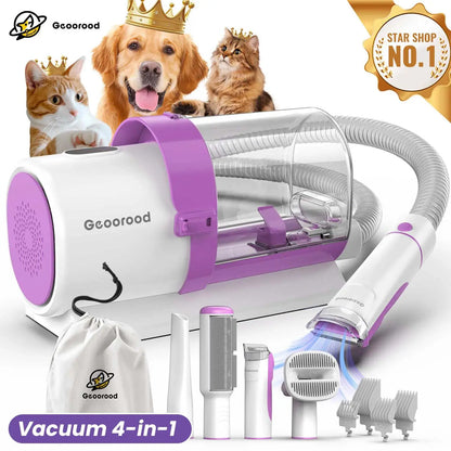 【Geoorood】 Geoorood Dog Grooming All-In-One Kit with Vacuum Brush 2.5L Large Pog, Stainless Steel Blades Lightweight Design 13Kpa Suction Force Portable Cleaning Set#Backtoschool