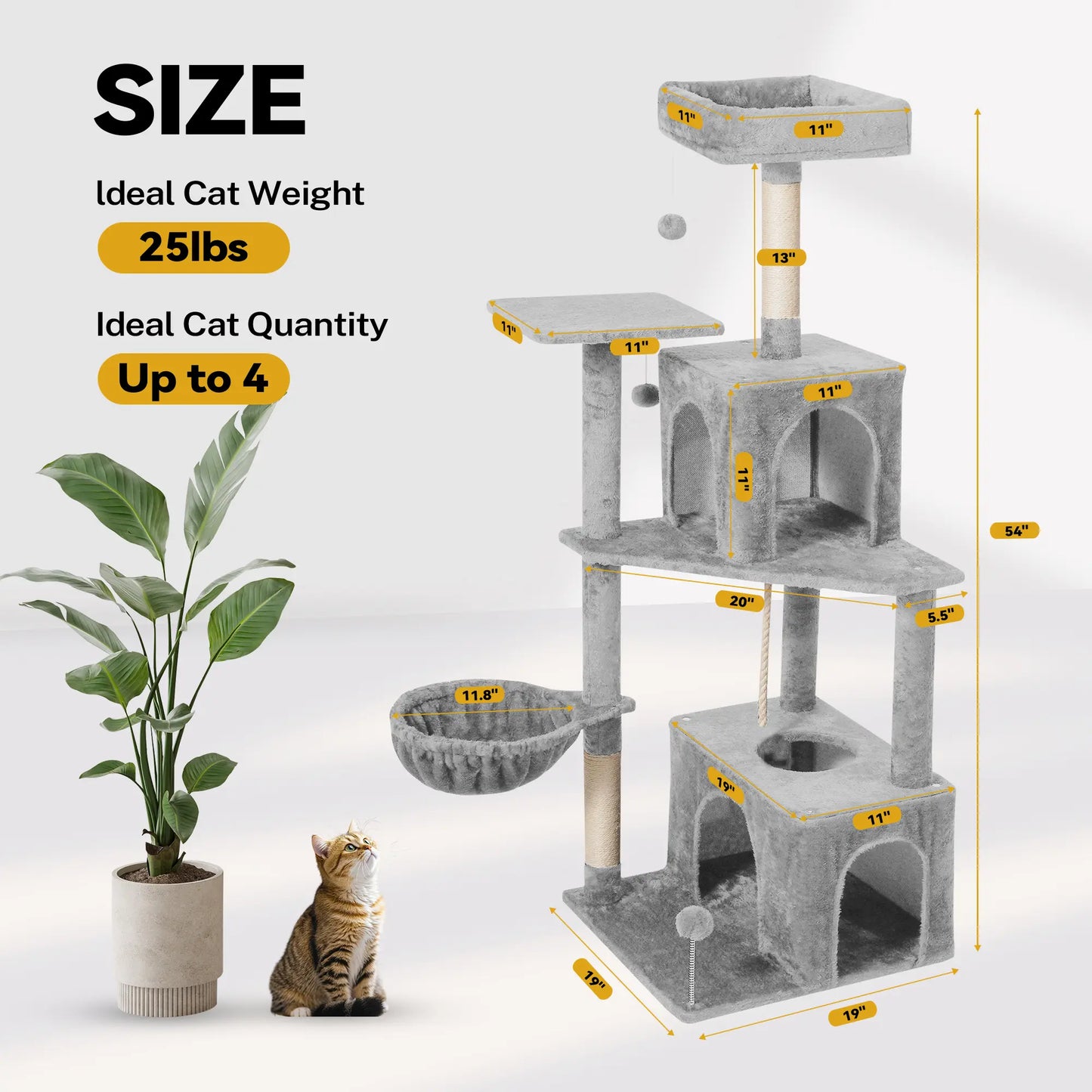 [Backtoschool] Wecharmer Cat Tree / Tower for Indoor with Green Leaves, Cat Condo Cozy Plush House, Pet House with Cat Scratching Posts