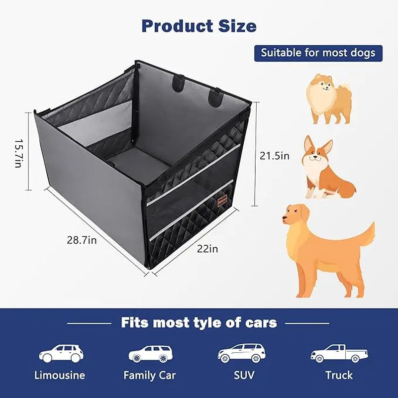 MIXJOY XL Dog Backseat Hammock - Waterproof Cover Handles Muddy Paws, Breathable Mesh, Non-Slip, Dirt-Resistant, Storage Pocket - for Large/Medium Dogs, Suvs/Trucks, Pet Travel Essentials Car Accessories Backtoschool