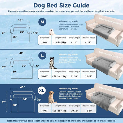 Blunique Cooling Dog Couch Bed with Bolster Sides - Q-Max >0.35, Waterproof Fabric, Non-Slip Base, Easy Cleaning, Cooling Surface, Supportive Rest, Puppy Bed for Home & Camping Use
