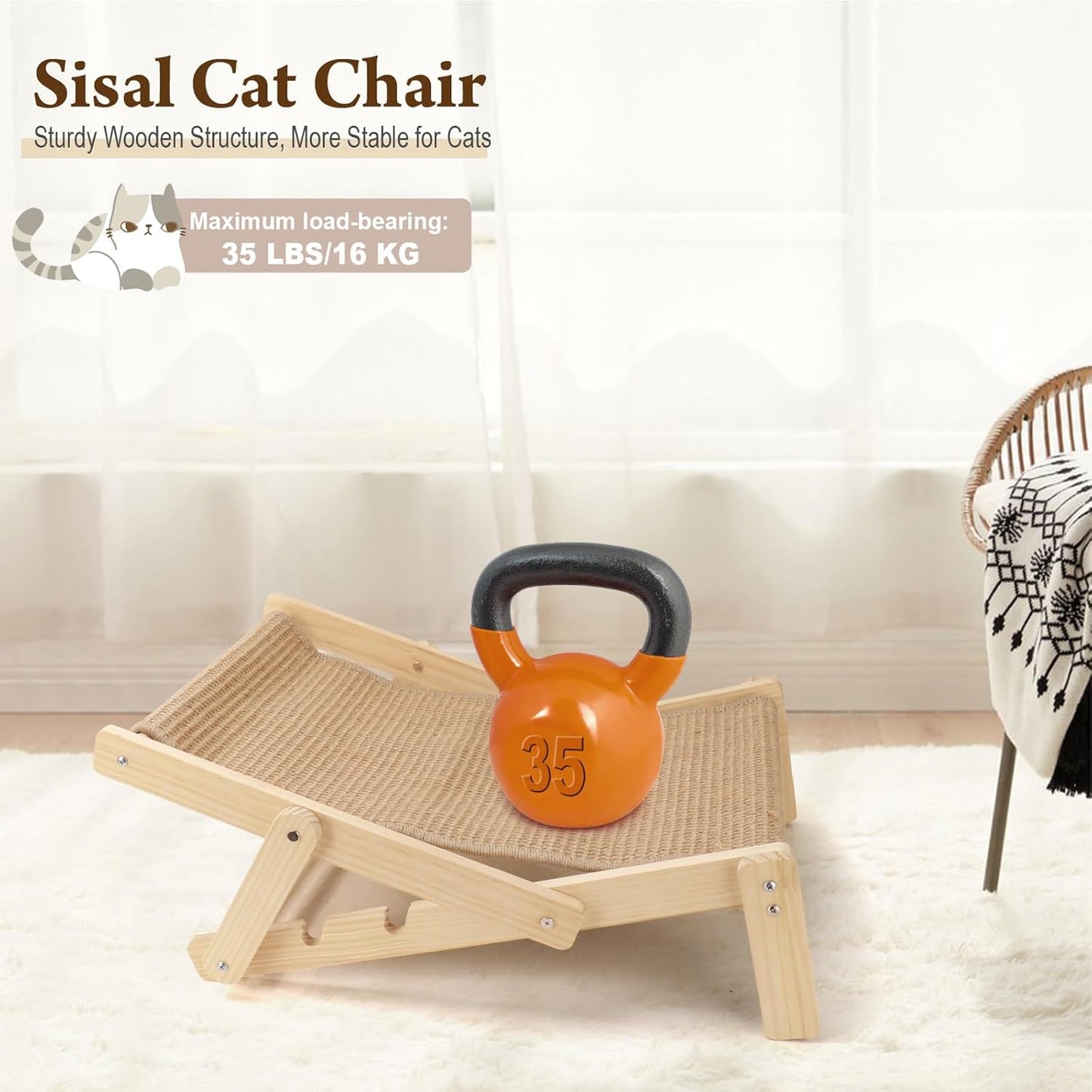 Sisal Cat Scratcher, Adjustable 4-Position Cats Scratcher Lounge