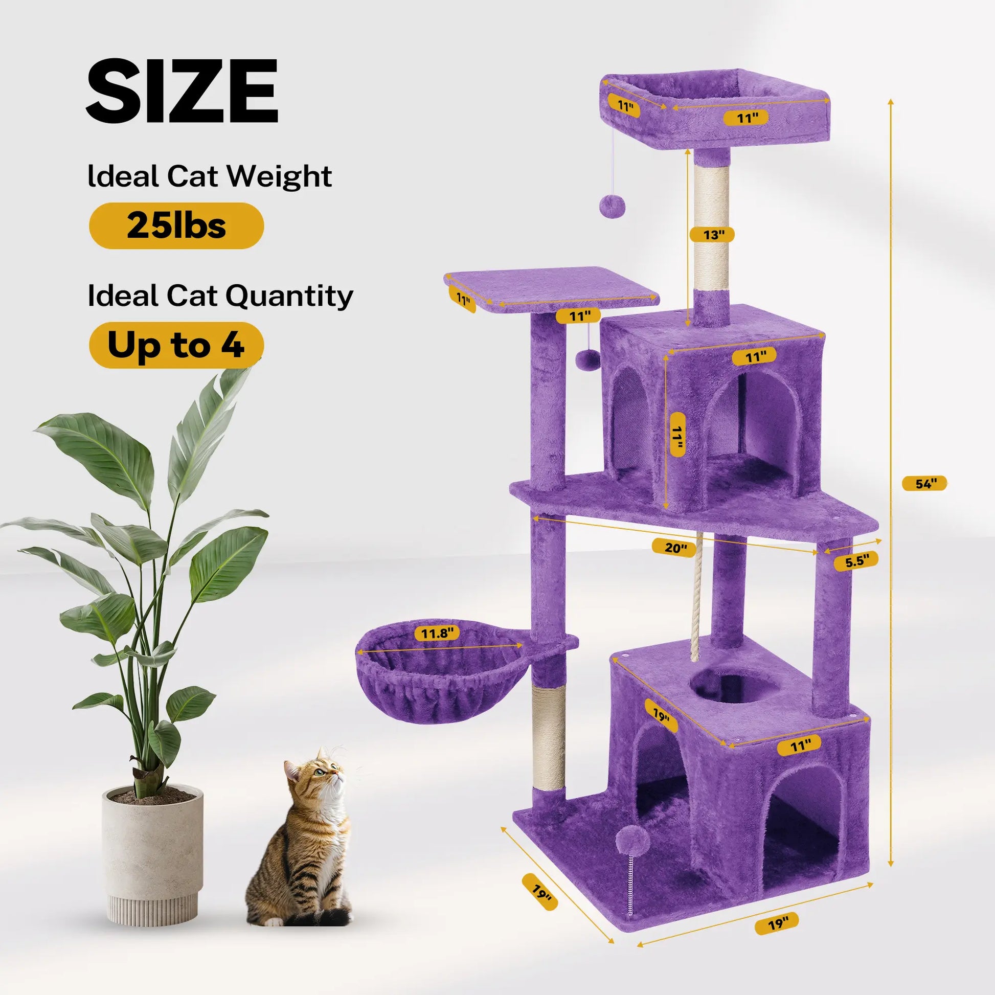 [Backtoschool] Wecharmer Cat Tree / Tower for Indoor with Green Leaves, Cat Condo Cozy Plush House, Pet House with Cat Scratching Posts