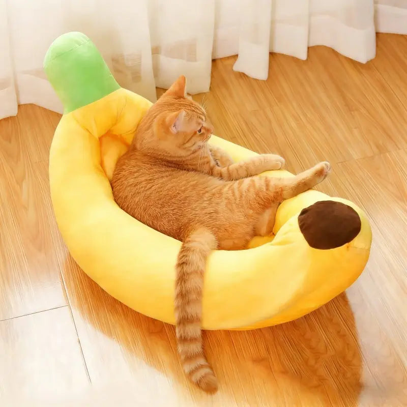 Banana-Shaped Boat Pet Bed, Detachable and Washable, Suitable for Small/Medium Cats/Dogs, Kitten Bed, Universal Design, Comfortable and Soft, Secure Pet Bed